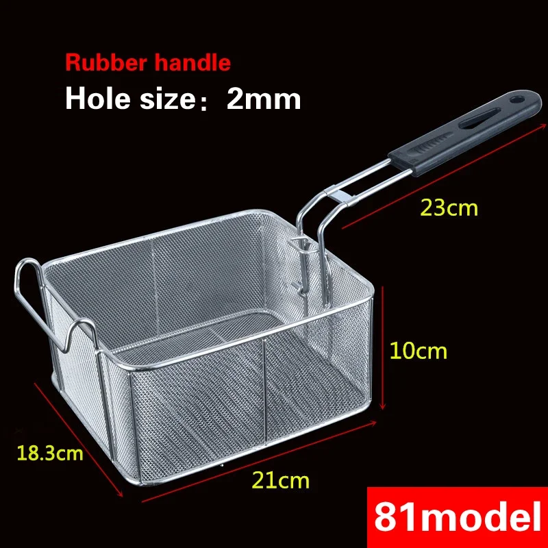 Stainless steel frying basket net French fries basket frame square oil control filter frying basket dense: green