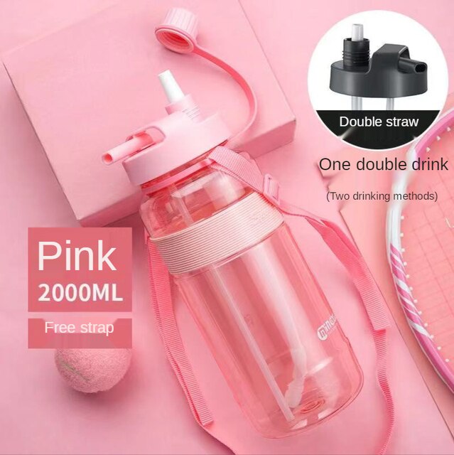 1L 2L 3L Large Capacity Sports Water Bottle Portable Debris Water Cup With Straw Outdoor Camping Picnic Climbing Water Bottle: G