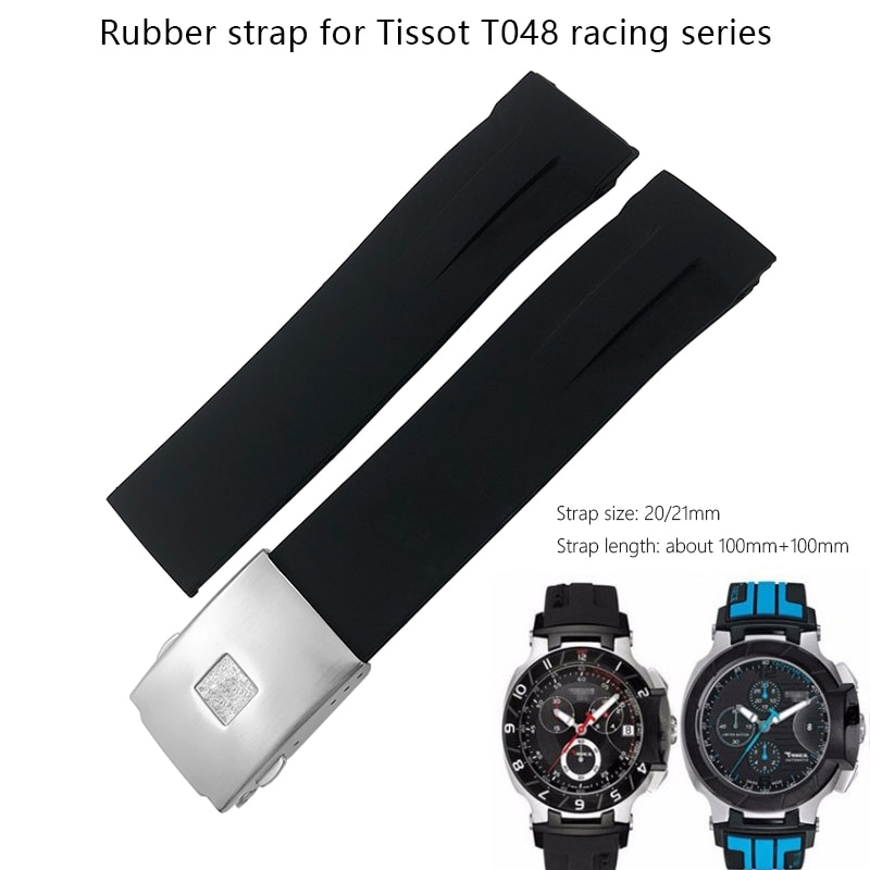 21Mm Rubber Siliconen Horloge Band Zwart Wit Oranje Waterdichte Sport Horloge Bands Voor Tissot T048 T-Ras T-Sport Armbanden