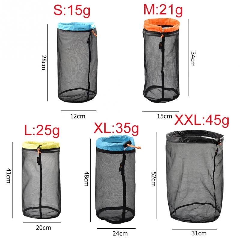 S xxl xxl ultraleve malha saco de armazenamento sacos cordão alta qualidade ao ar livre saco de coisas viagem organizador caminhadas ferramenta