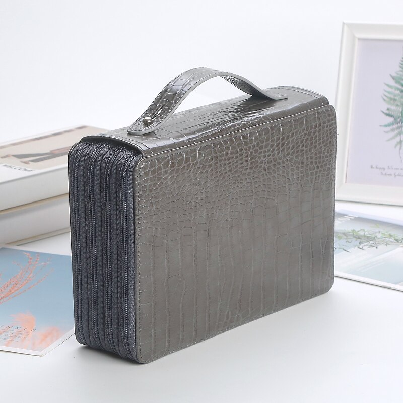 200 Slot Etui School Penal Voor Meisje Jongen Pencilcase Grote Capaciteit Pen Box Briefpapier Tas Kit Grote Pencilfolder Pouch gaten: Grey