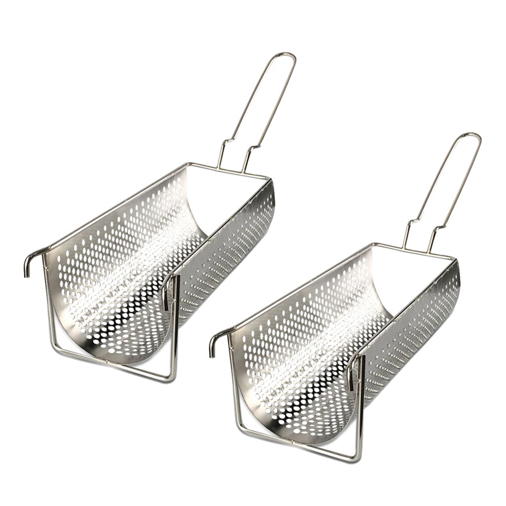 2 Pieces Large Stainless Steel Frying Basket Strainer w/ Handle French Chips Holder Cooking Serving