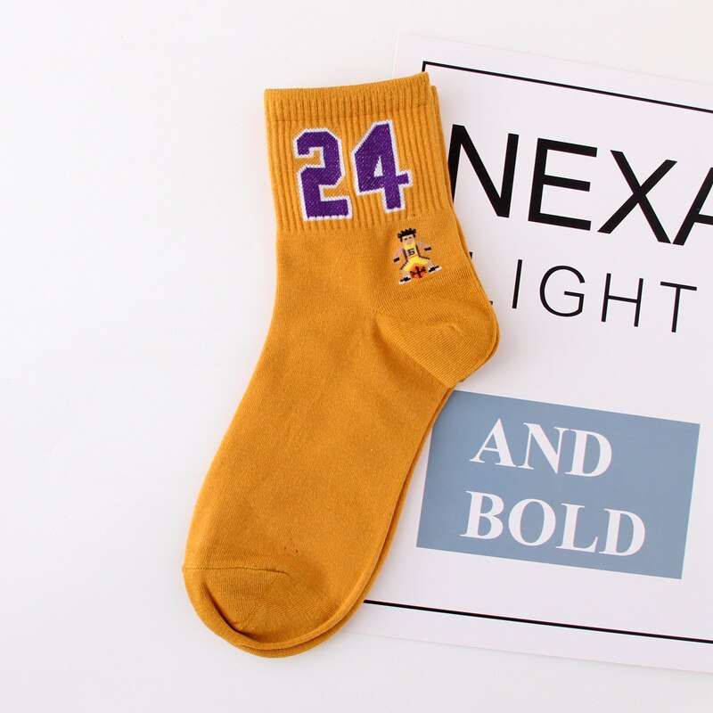 Mannen Sport Sokken Basketbal Sokken Elite Dikke Letters Geborduurd Sport Sokken Antislip Duurzaam Skateboard Sokken: Yellow 24