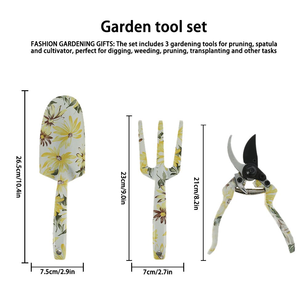 3PCs/Set Three-piece Shovel Rake Planting Tools Combination Home Gardening Tool Set Balcony Home-grown Mini Digging Suits