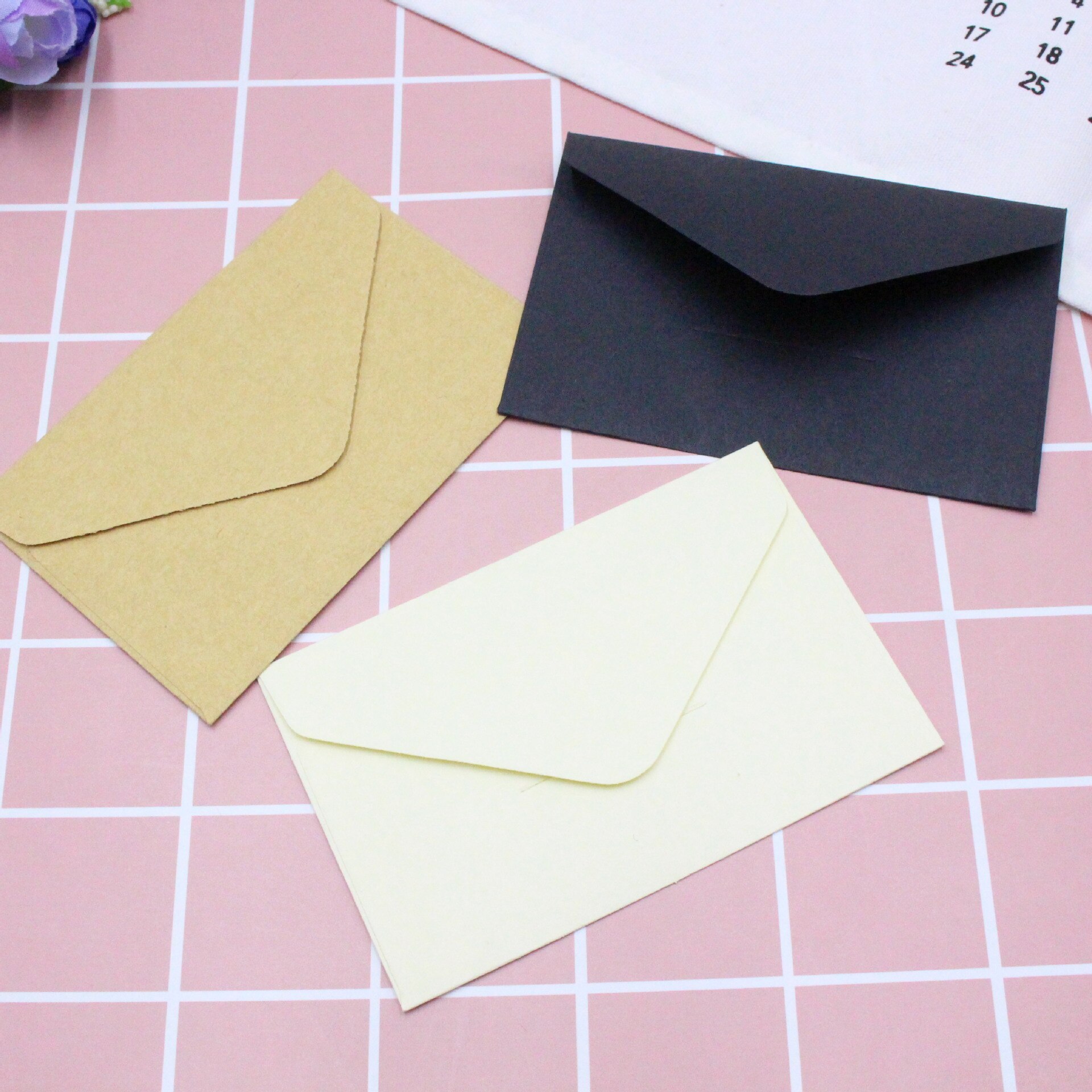 1pc klassieke witte zwarte kraft blanco mini-papieren enveloppen met venster, envelop voor huwelijksuitnodiging