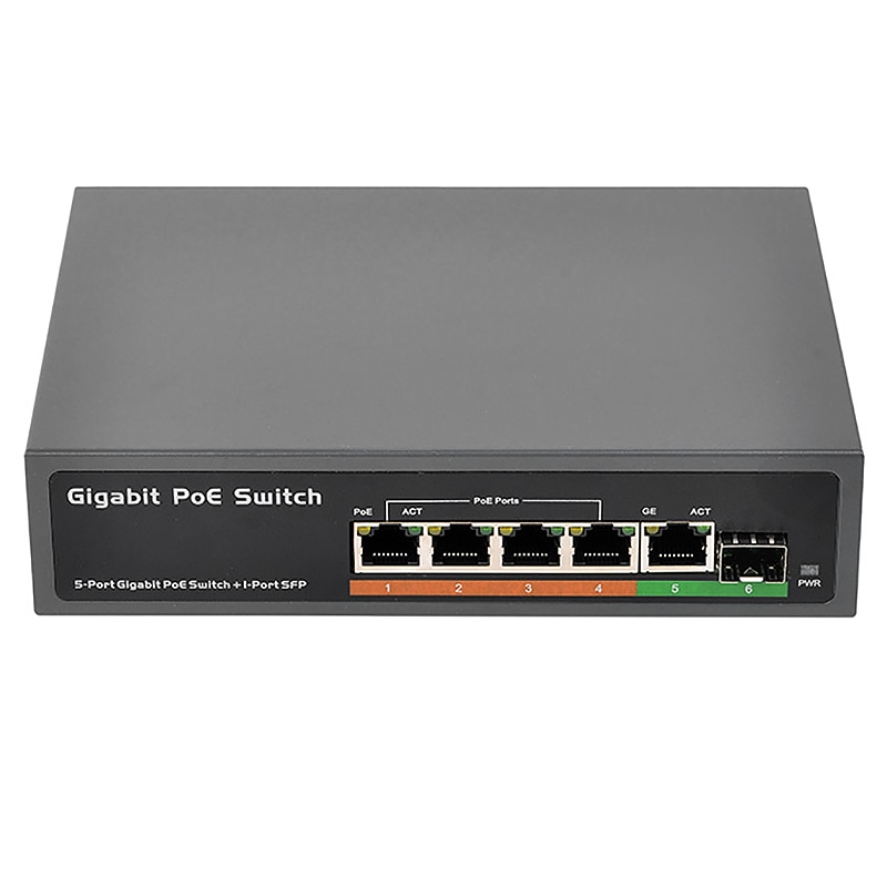PSE604GS 4 Port Poe + 1 Port Uplink + 1 Port Sfp 65W IEEE802.3At / Af Standaard Alle Gigabit poe Netwerk Switch-Us Plug: Default Title
