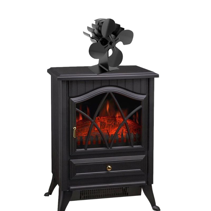 4- -blads varmedrevet brændeovnsblæser til brændeovnvarmere pejs miljøvenlige ventilatorer  w329