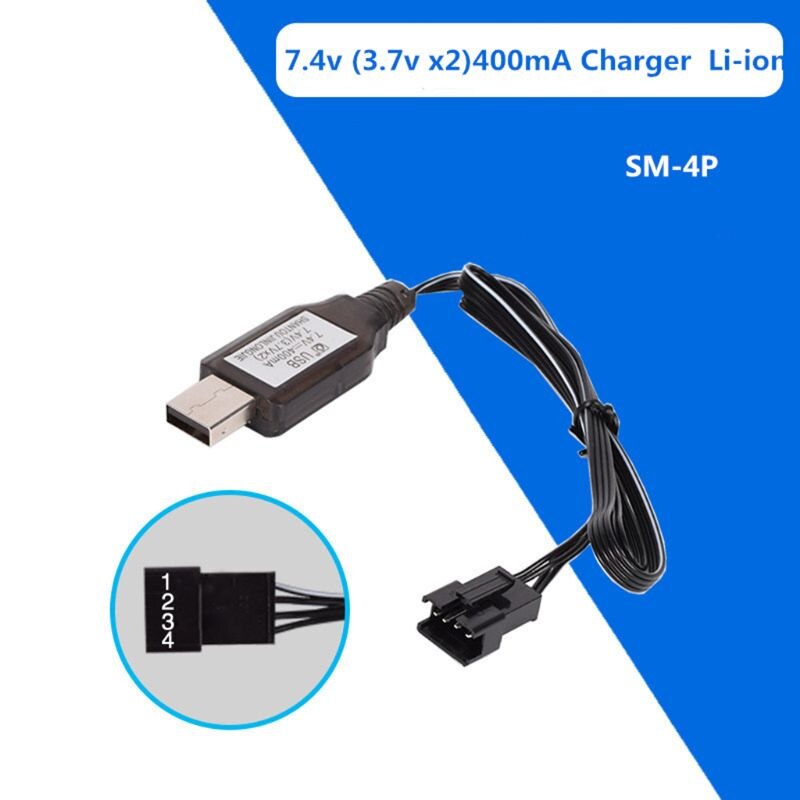 1Pc 7,4 v (3,7 v x2) ladegerät SM-4P Li-Ion batterie Elektrische RC Spielzeug Auto Stiefel USB Ladekabel