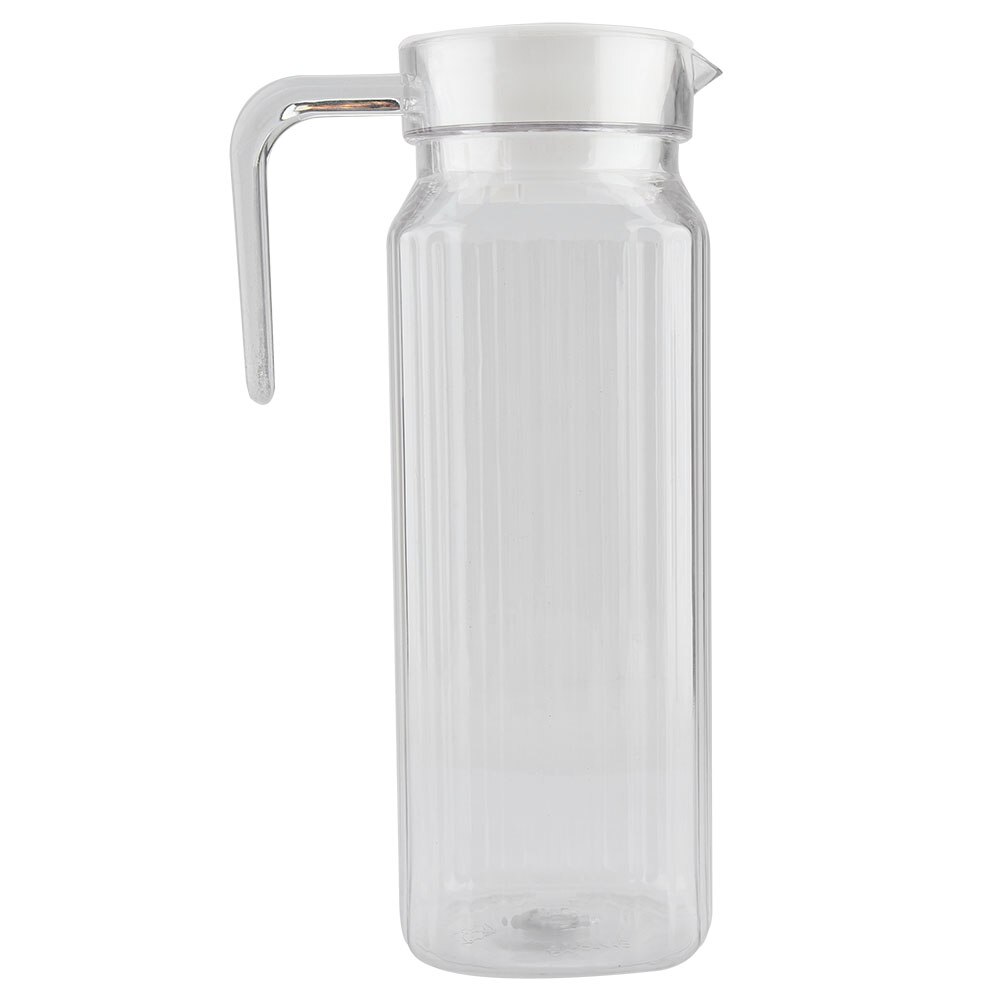 1100ml akryl gennemsigtig juice flaske med stor kapacitet stribet vand iskold saftkande med låg til bar home club kaffebar: 1100ml
