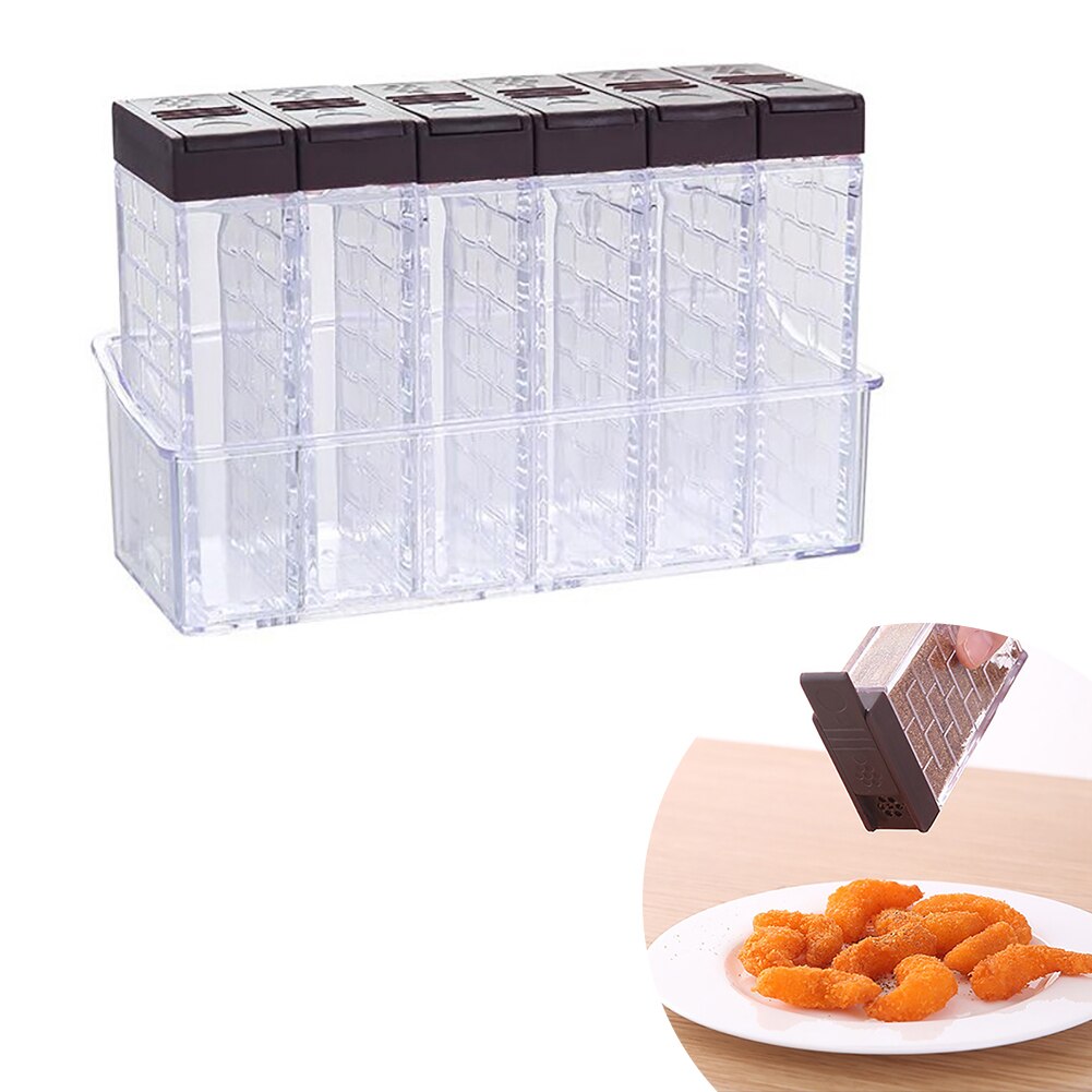 Pot à épices en plastique à Double couvercle, boîte d'assaisonnement, conteneur de sel et de poivre, rangement des épices de cuisine, outils de bouteille: Default Title