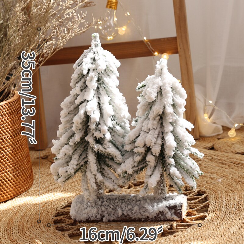Korean Ins White Flocking Mini Christmas Tree Simulation Tree Layout Scene Props Desktop Ornament Christmas Decoration: D