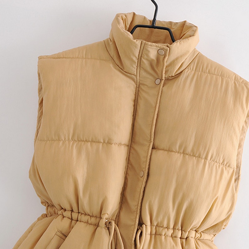 Wixra femmes gilet sans manches hiver coton fermeture éclair à lacets femmes gilets col en V Streetwear gilet automne