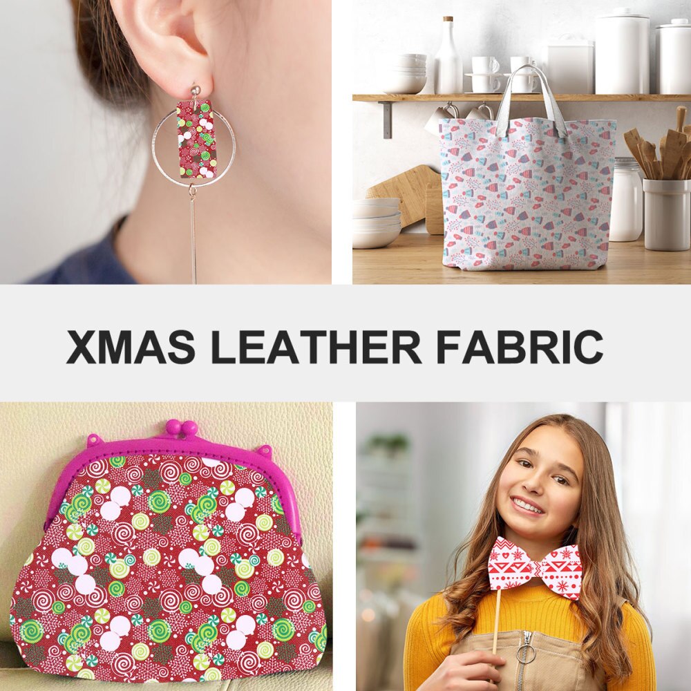 8 vellen imitatieleer voor kerst, om zelf strikken, oorbellen en andere decoraties te maken