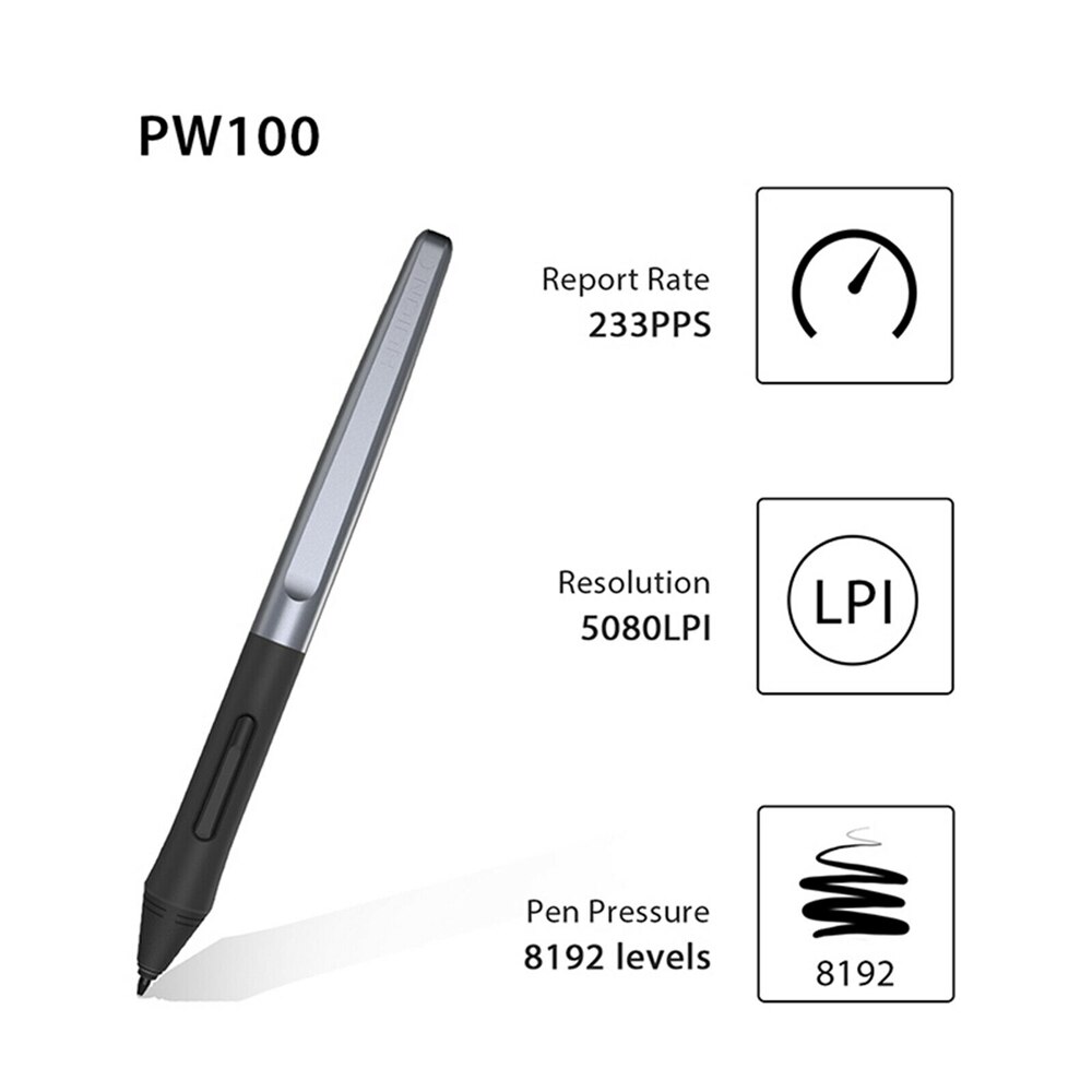 Für  pw100 stylus-stifte, batterieloser stift für  h640p/h950p/h1060p/h1161/hc16/hs64/hs610 digitale grafiktabletts