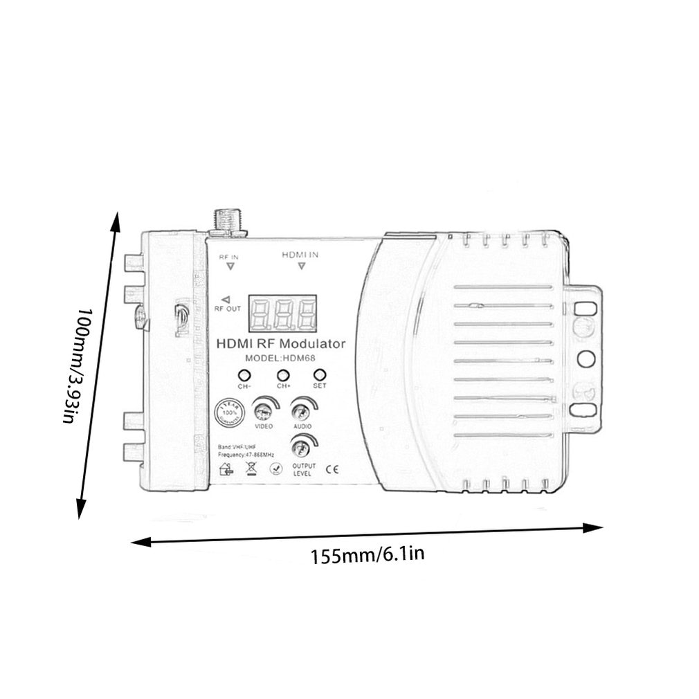 HDM68 Modulator Digital RF HDMI Modulator AV to RF Converter VHF UHF PAL/NTSC Standard Portable Modulator for EU