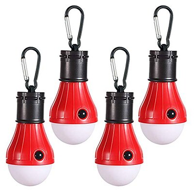 4 Pack LED Camping Light Portable LED Lanterna Flashlight Torch Lamp Work Light Backpacking Fishing Emergency Battery Powered: 4 Red