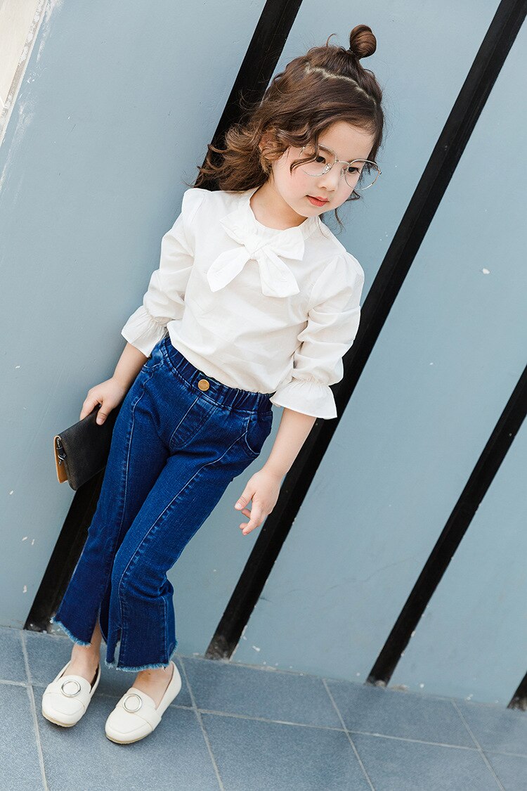 Mellomstore og små barn slim jeans jenter jeans sommer yttertøy barn dusk flared bukser barn jeans