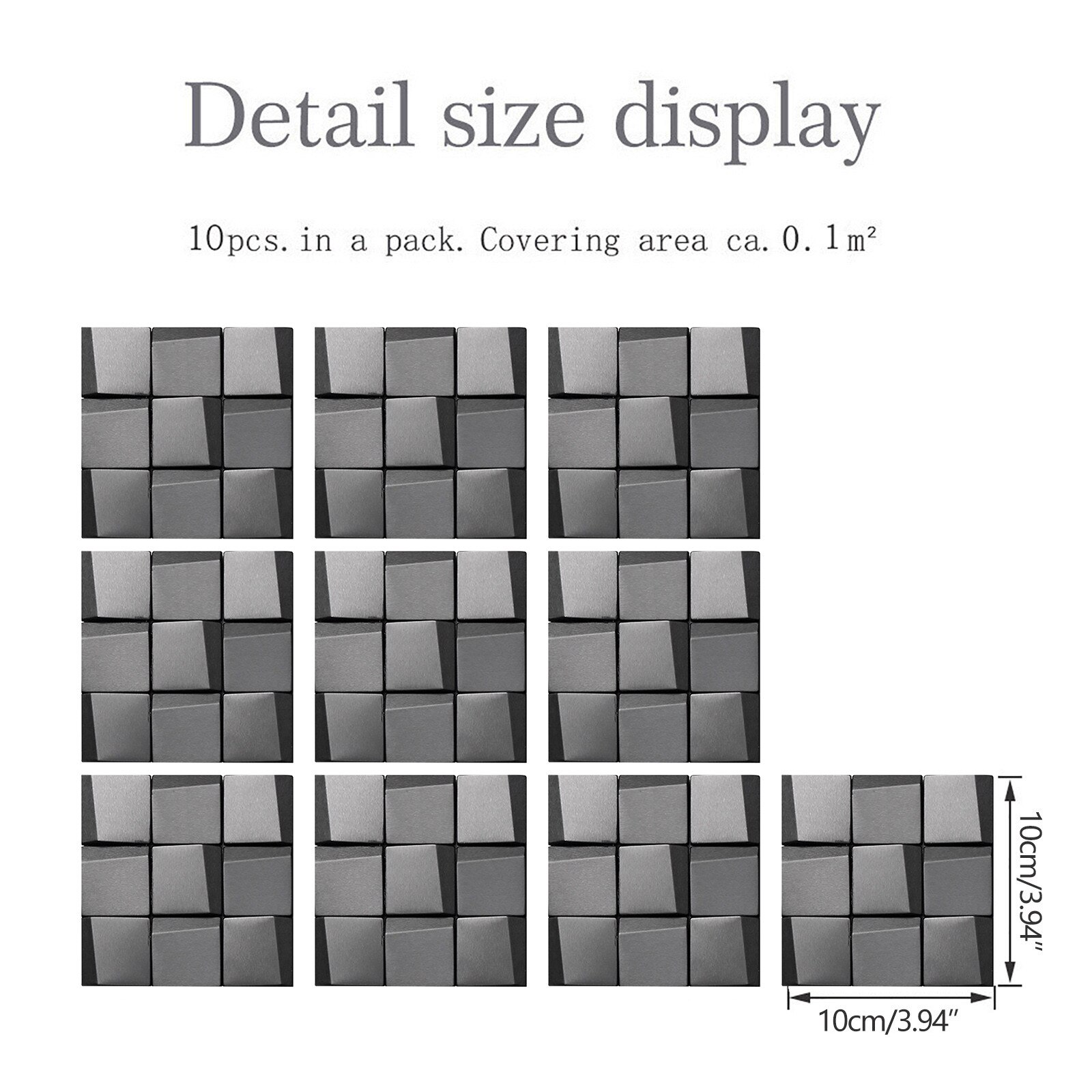 10pcs Marble Mosaic Tiles Wall Sticker Transfers Flat 2D Printed Covers For Kitchen Bathroom Peel &amp; Stick Waterproof Art Mural: D