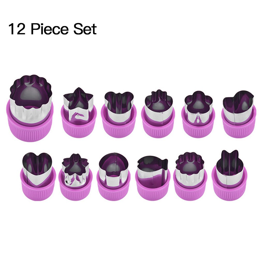 12pcs Stainless Steel Biscuite Mold Vegetable Shape sculpture Tools with Detachable Plastic Shell Green: Green