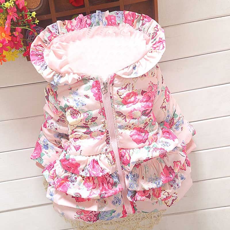 Meisjes Vest Jas Kinderen Casual Kleding Jas Hoodie Herfst Winter Bloem Bovenkleding Kinderen Rits Dikke Warme Buitenste