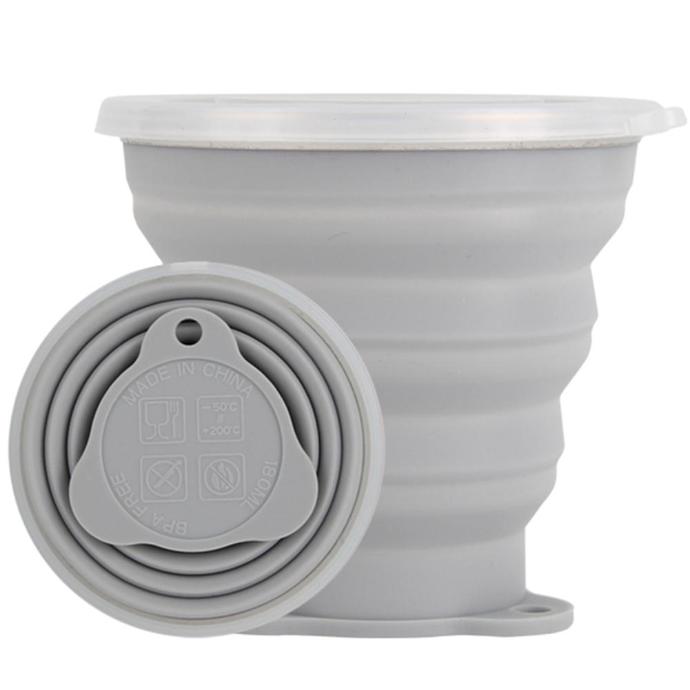 350ML Folding Silicone Cup Portable Silicone Telescopic Drinking Collapsible Cup Multi-function Foldable Silica Mug: Dark Gray
