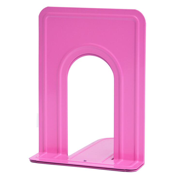 1 Pair Book Ends Universal Premium Non-Skid Heavy Duty Metal Bookend Pack Stopper For Books Movies CDs Video Games (Small): Pink