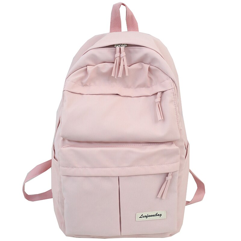 Student Female Multi Pocket Backpacks Cute Nylon Women School Bags Girl Backpack Kawaii Travel Book Bag Teenage: pink / L29cmW15cmH40cm