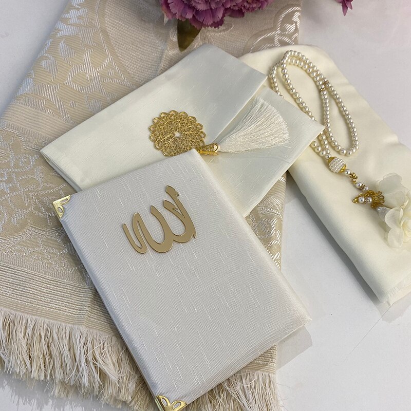 Ensemble de islamiques, tapis de prière blanc, en velours, livre Yaseen Tasbeeh, châle, faveurs du Coran, fête des mères musulmanes, Ramadan