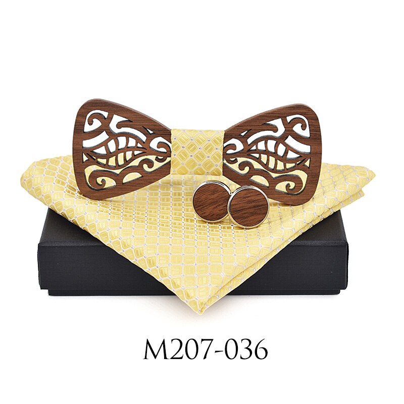 Nueva decoración de madera, corbata, gemelos, conjunto de vestido de , caballero, pajarita de madera, conjunto de , Corbatas Para Hombre, mariposa: M207-036