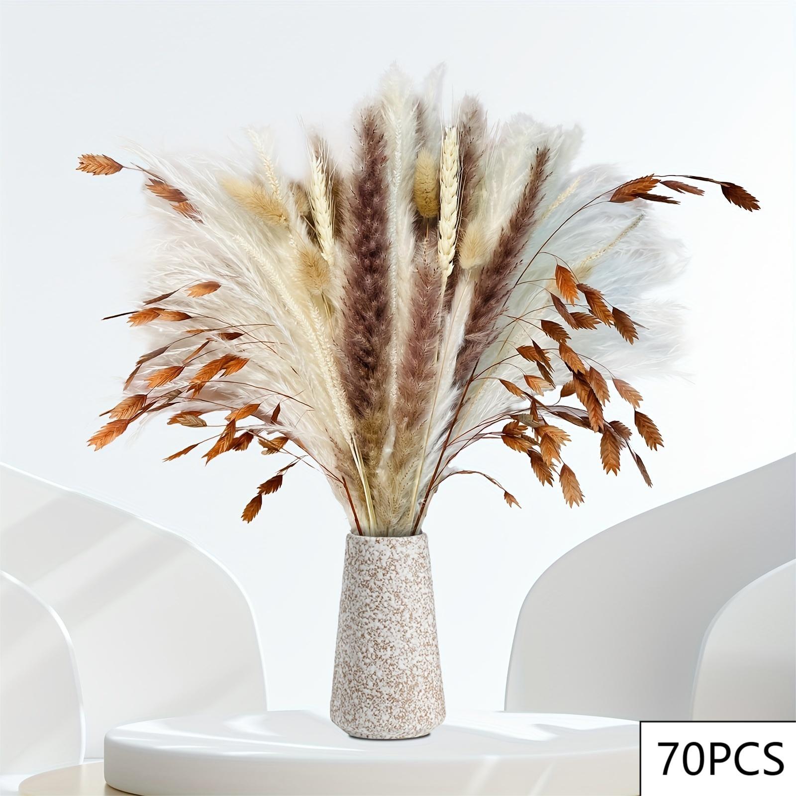 80 pz fiori secchi pampa codice di coniglio mazzo di erba floreale decorazioni per matrimoni conservare foglie di eucalipto canne decorazione vaso per la casa: marrone