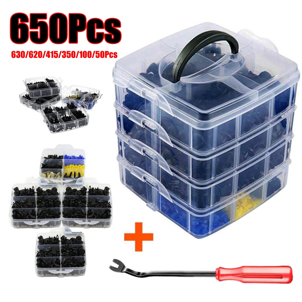 Besper 50-650 Pcs Auto Fastener Clip Mixed Car Body Push Retainer Pin Rivet Bumper Door Trim Panel Retainer Fastener Kit