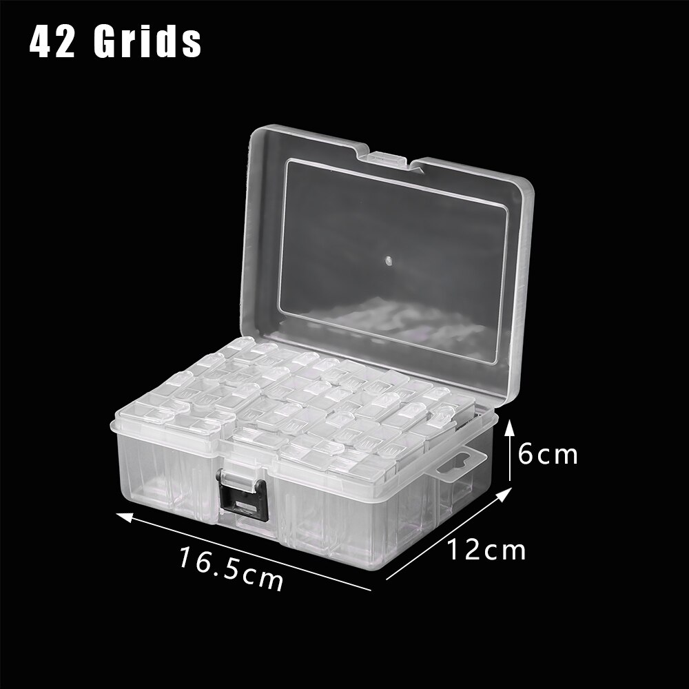6-42 Grids Diamant Schilderen Strass Transparante Opbergdoos Met Deksel Multi Grids Sieraden Boor Collection Organisatie Case: E