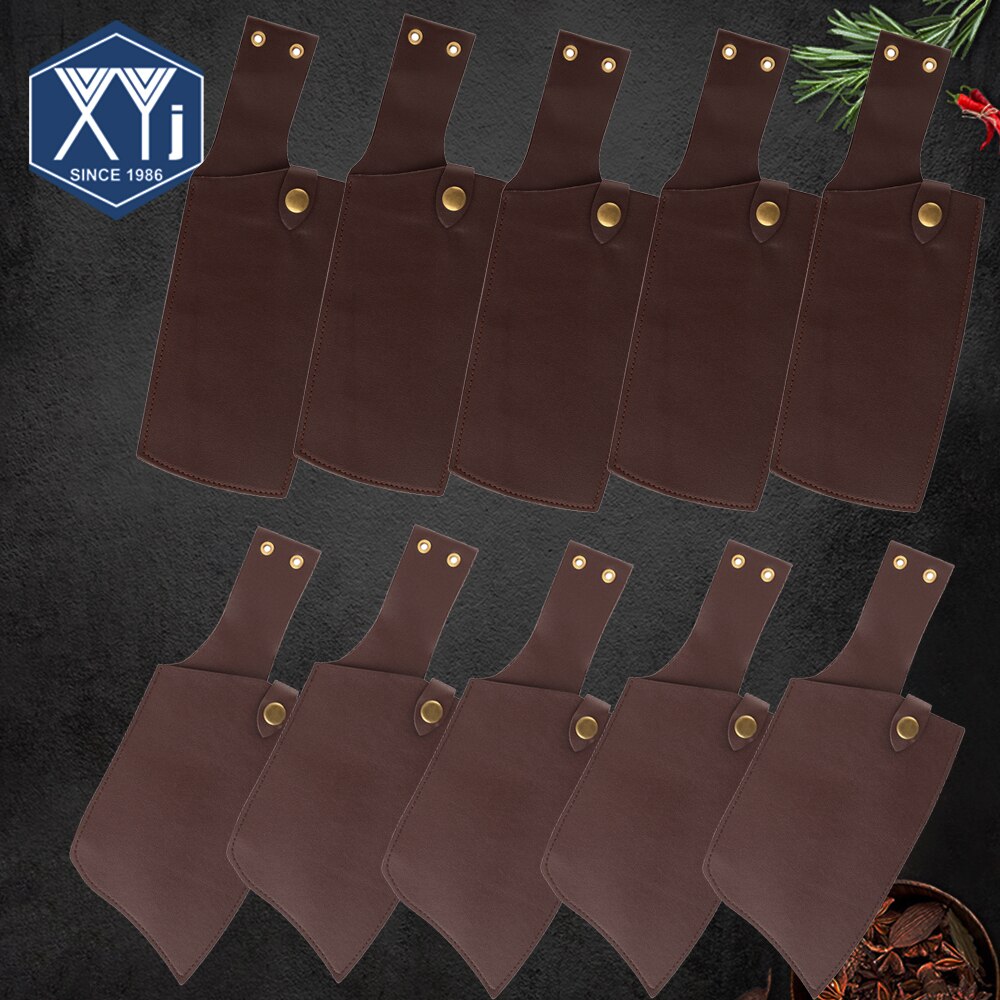 XYJ PU Leather Knife Sheath Belt Loop Blade Cover Kitchen Knives Chopping Cleaver Guard 5pack