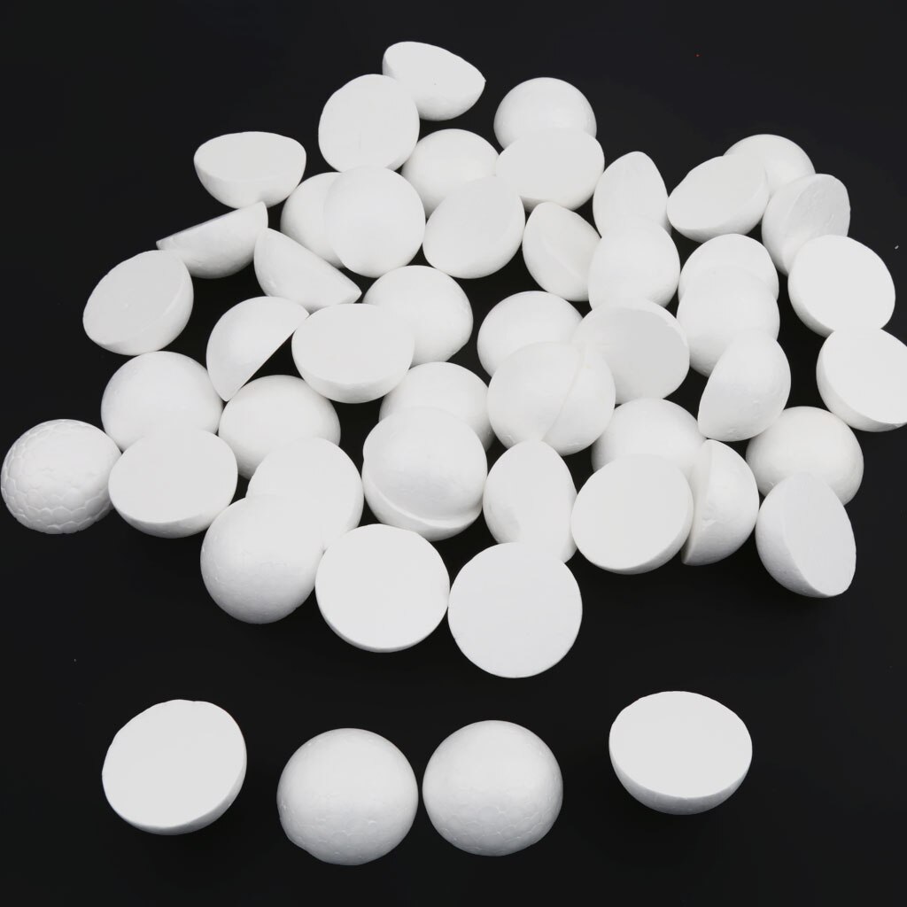 60 Piece Half Round Polystyrene Styrofoam Foam Ball for Kids DIY Painting Model Making Crafts Christmas Ornaments(5cm, 10cm)