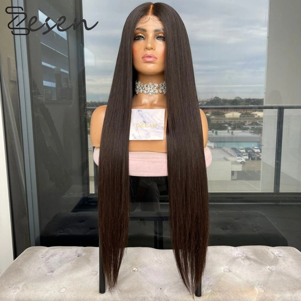 Body Wave Synthetic Lace Front Wig With Baby Hair Straight Middle Part Lace Wigs For Women High Temperature Fiber Daily Wear: #1 / 26inches