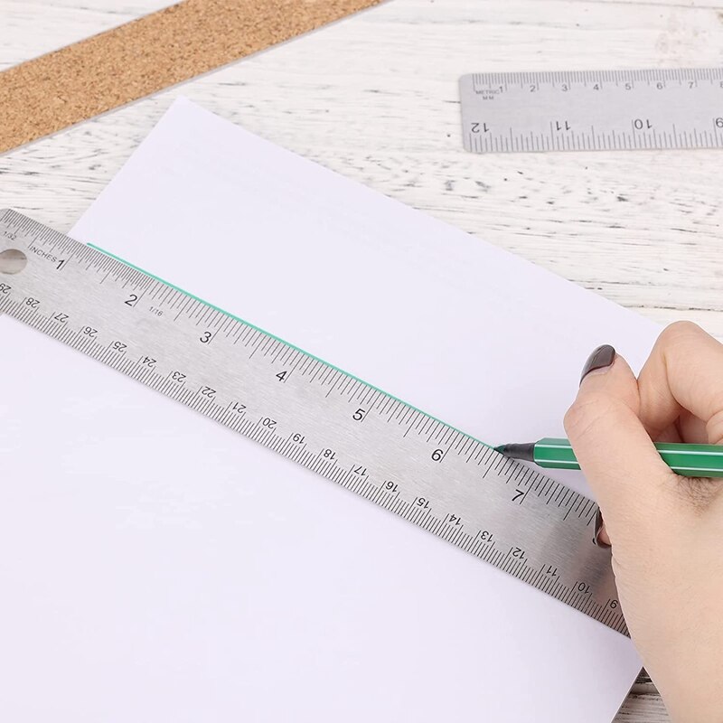 6Pcs12 Inch Stainless Steel Ruler,Cork Backing Sta... – Grandado