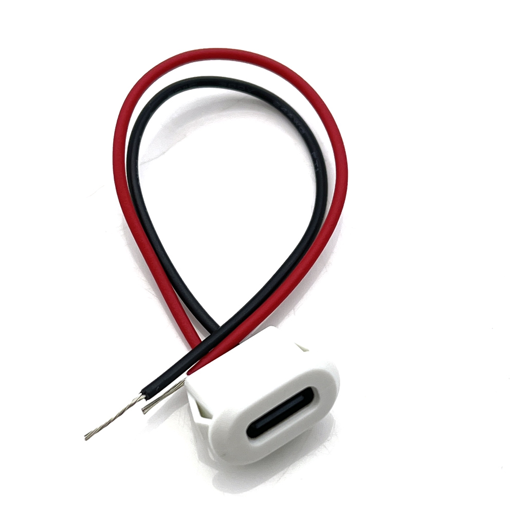 1 stk. 4 -bens usb c-stik type-c vandtæt med  ph 2.0- møtrikkers låseplade, hun-tpc højstrøms hurtigopladningsstik med cc-ben: Sølv