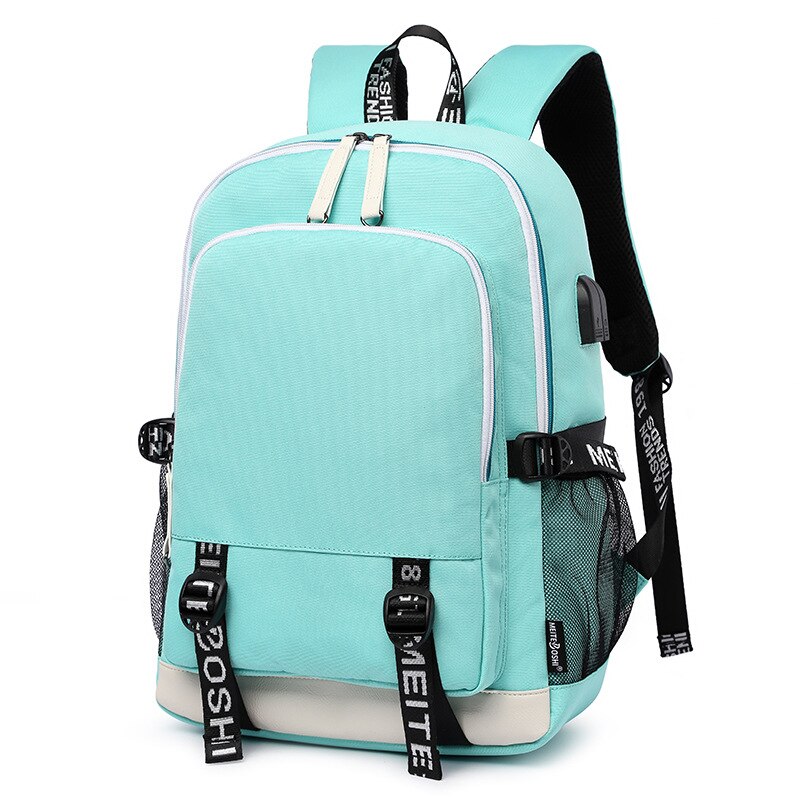 USB cartables pour filles adolescents sac à dos femmes Bookbags grande capacité moyen collège adolescent cartable: Green