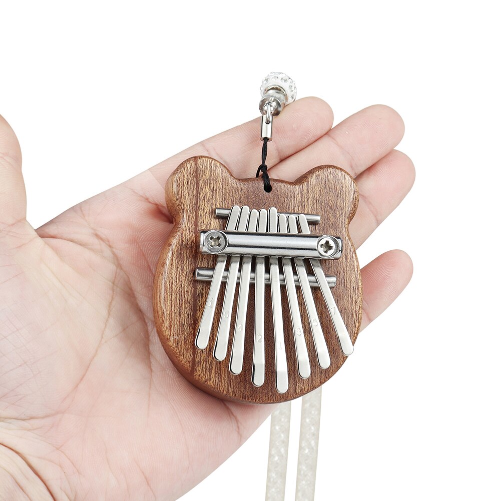 8 Keys Thumb Piano with Lanyard Portable Mini Africa Finger Piano Bear Shape Mahogany Board Kalimba Musical Instruments