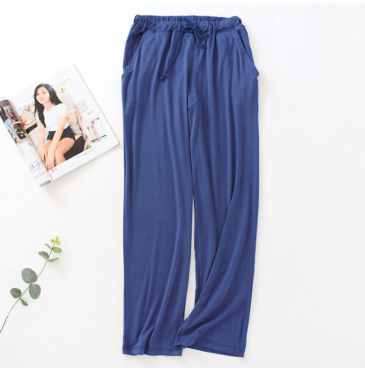 Zomer Vrouwen Broek Modale Dunne En Najaar Pyjama Thuis Broek Losse Grote Maat Sport Stretch Kan Gedragen Worden buiten: Lake Blue / M