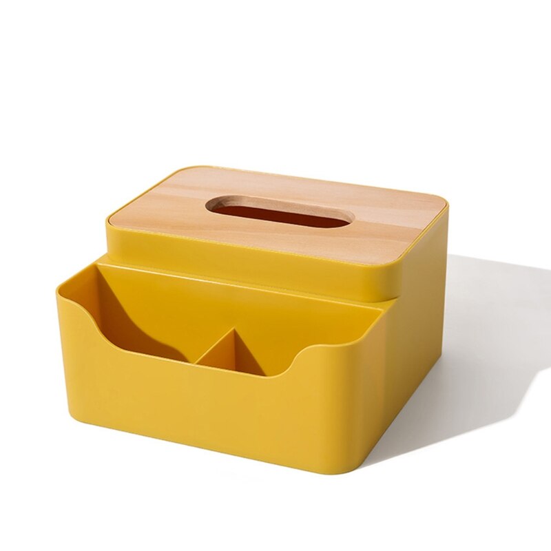 Tissue Box Roll Paper Storage Container Remote Control Storage Case: yellow Multi