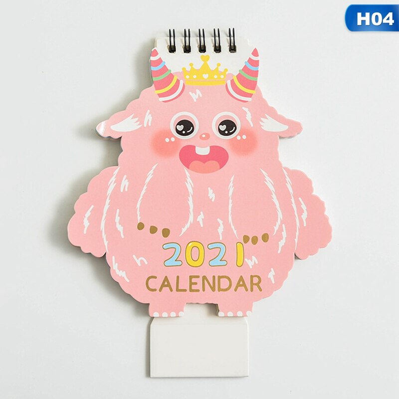 2021 tegneserie dyr enhjørning desktop kalender dobbelt tidsplan planlægning årlig kawaii dagsorden tabel kalender kontorartikler: H04