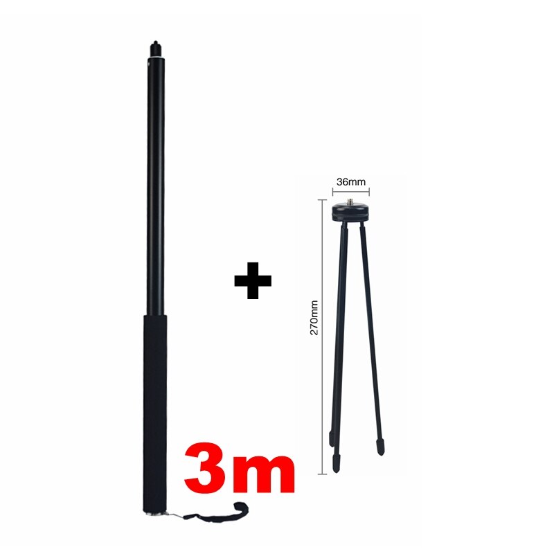 3.0m Invisible Rod For Insta 360 ONE R RS &amp; One X2 X 360 Camera Selfie Stick Monopod For Insta360 Bullet Time Tripod Accessories: C Package