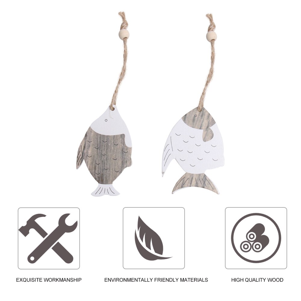 4 PCs Fish Shaped Pendants Wooden Unique Festival Drops Party Supplies for Hotel