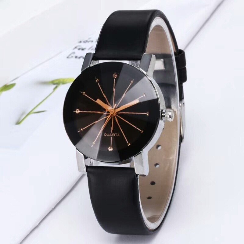 Mannen Vrouwen Lederen Band Lijn Analoge Quartz Dames Horloges Mode Horloge Vrouwen Horloges Luxe Horloge: black Women