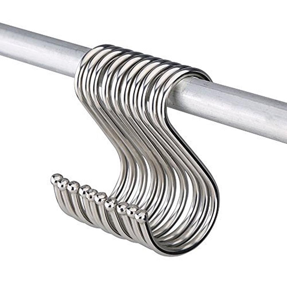 Gancho en forma de S para colgar en la barandilla de la cocina, ganchos de acero inoxidable para colgar ropa, bolso, 10 Uds.
