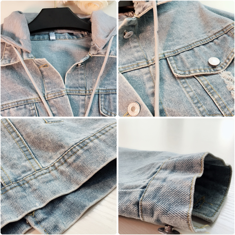 Mozuleva jean manteau femmes printemps automne style coréen coupe ample grande taille à capuche polyvalent hauts jean manteau et veste femmes