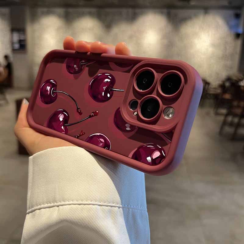 Funda de lujo con estampado de cereza y vino para Xiaomi Redmi Note 14, 13, 12, 11, 10 Lite Pro Plus Max, funda suave con escalera de ojos