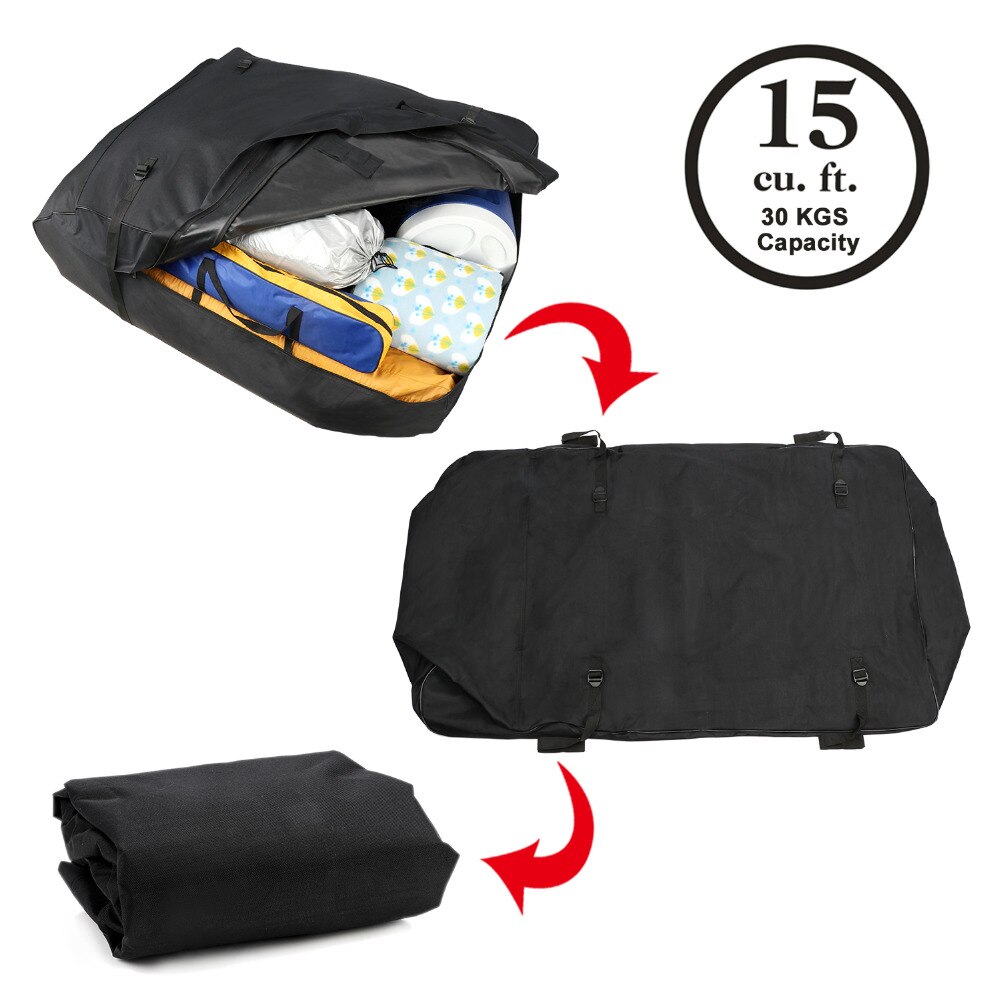 TIROL Water Resistant Roof Bag 15 Cubic Feet Roof Top Cargo Carrier for vehicle with Roof Rails SUV Van Cargo Oxford Box T20656b