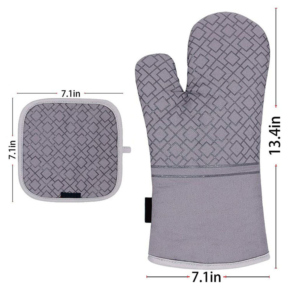 Oven Mitts And Pot Holders , Kitchen Oven Glove High Heat Resistant 500 Degree Extra Long Oven Mitts And Potholder